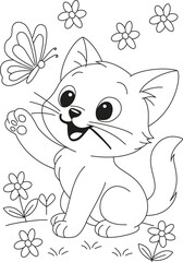 Funny Cat Coloring Page | Cute and Silly Kitty Line Art for Kids and Adults