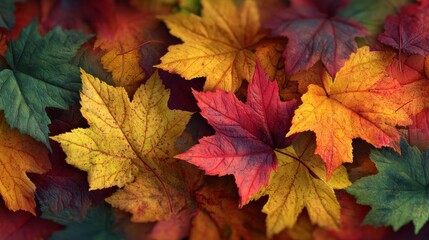 Fototapeta premium autumn leaves vibrant colors closeup nature background fall decor