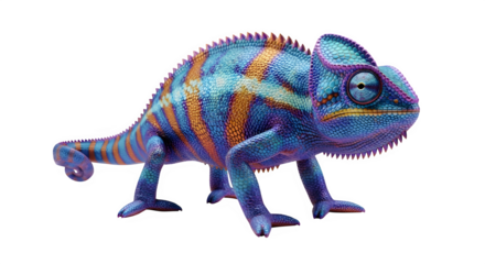 Stunning vibrant chameleon with unique colorful skin pattern, perfect for educational resources and animal themes
