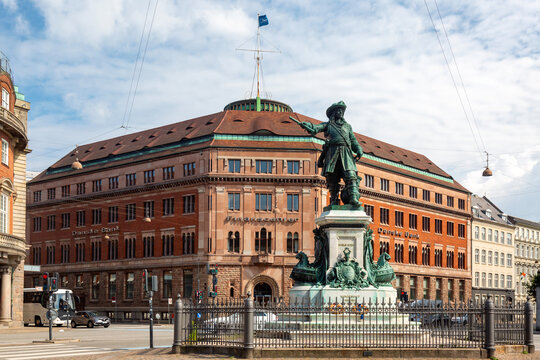 Copenhagen, Denmark - July 27, 2019: Statue of Niels Juel admiral in Copenhagen, Denmark. Sunny day
