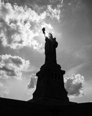 Statue of Liberty viewed from afar under clear sky