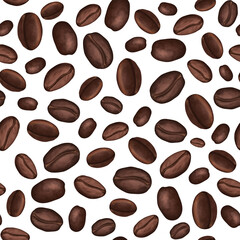 Brown coffee beans seamless pattern
