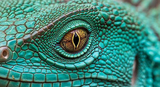 Blue Crested Basilisk Eye Detail- Basiliscus plumifrons