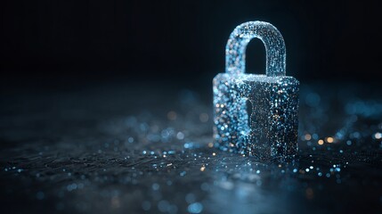 Stunning digital padlock glowing with vibrant blue light representing robust cyber security and data protection with advanced encryption methods