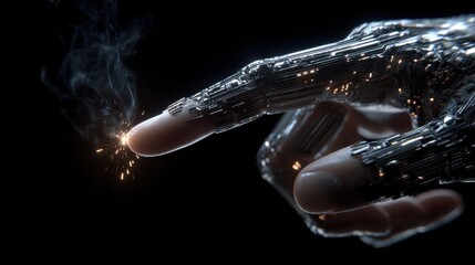 digital ignition a closeup shot highlights a finger poised to initiate a digital start sequence highlighting the fusion of human touch and futuristic technology