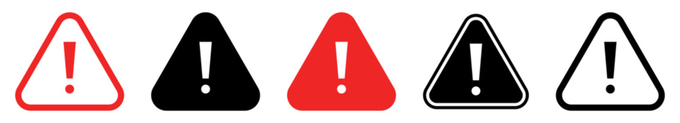 warning danger icon. Caution alarm alert set, triangle warn sign , attention vector icon, red yellow black color	