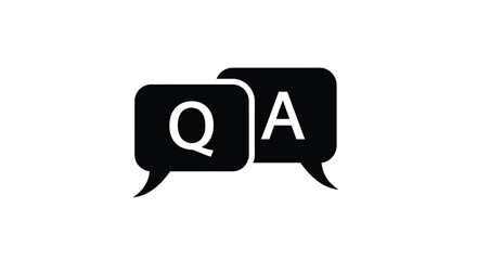 Two overlapping speech bubbles displaying the letters q and a