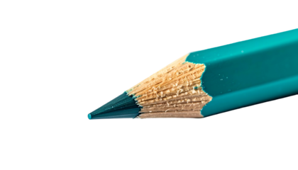 Close-up of teal colored sharpened drawing tool against a black background