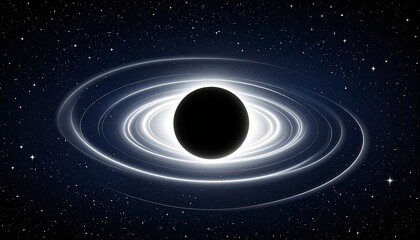 Fototapeta premium A black hole surrounded by a bright accretion disk, warping space-time.