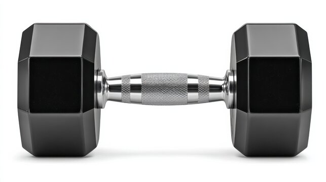 black dumbbell isolated on transparent background for fitness training - Powered by Adobe