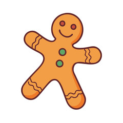 Gingerbread man christmas cookie holiday baking treat sweet dessert food illustration vector drawing
