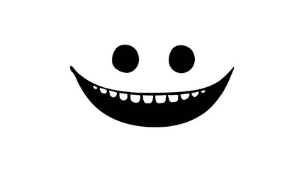 Naklejka premium A simple, iconic vector of a cat's wide, mischievous smile floating independently, with a hint of eyes above.