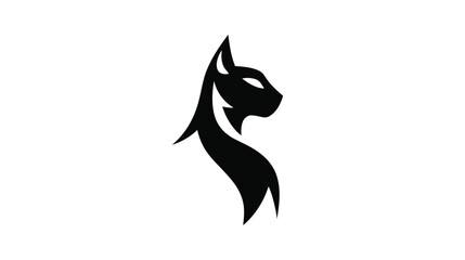 Fototapeta premium An elegant, minimalist vector icon of an Egyptian cat in profile, with a sleek body and a simple ankh symbol incorporated into its ear.