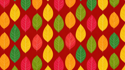 A straightforward autumn pattern with vibrant leaves in a flat style