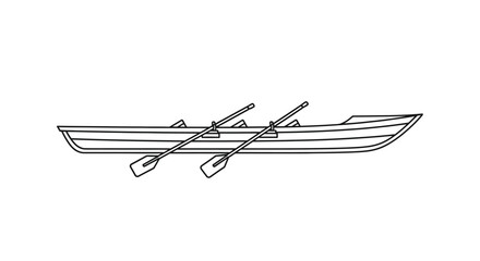 Simple black and white illustration of a rowboat with two oars