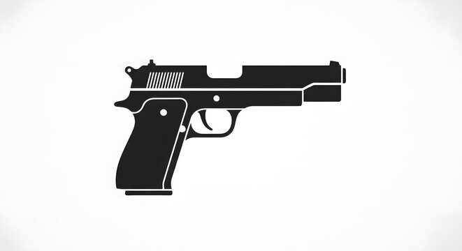 Black silhouette icon of a semi-automatic handgun