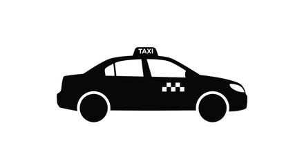 Fototapeta premium Simple black and white silhouette illustration of a classic taxi cab vehicle