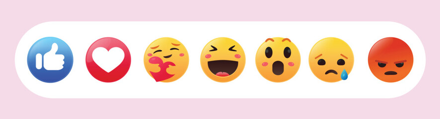 Emoji icons set. Social media emoticon reactions collection, vector illustration 