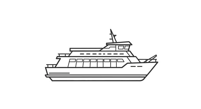 Simple line drawing of a passenger boat or ferry vessel outline