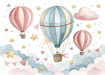 hot air balloon background vector illustration
