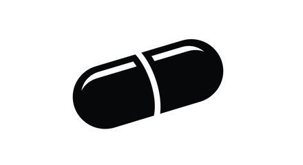 Simple black and white illustration of a single capsule pill shape