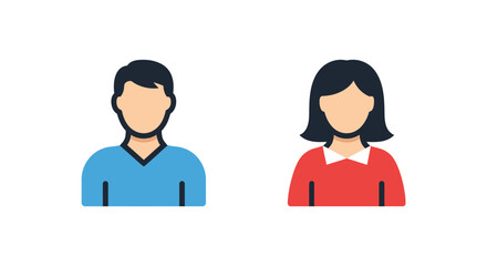 Simple illustration depicting a man and a woman profile icons shown
