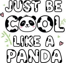 Panda character design with cool typography