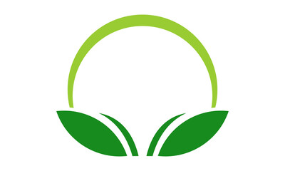 modern abstract green leaf and arch logo design