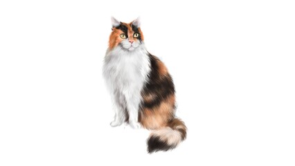 Hand Drawn Siberian Cat Illustration Realistic Kitten Artwork for Cat Lovers - 1