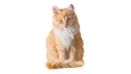 Cute Cat Illustration Realistic Hand Drawn Kitten Artwork for Wall Decor - 1