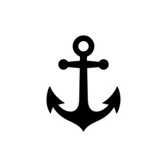 Simple Black Anchor Vector Image Nautical Symbol Illustration