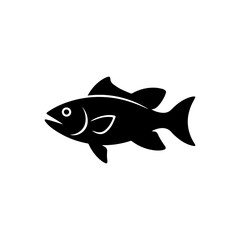 Simple Black Fish Silhouette Illustration, Ideal for Icon, Logo and Decor