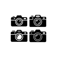 Retro Cameras Icon Vector Set Photography Equipment Graphic