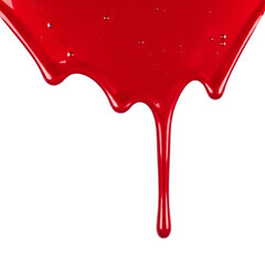 red glossy varnish dripping texture isolated on white background