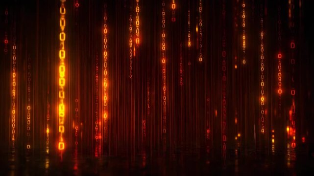 Colorful digital rain creates mesmerizing visual effects at night