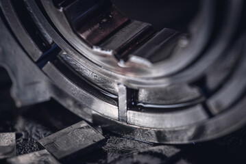 Sliding vane high oil pressure pump of a modern vehicle engine.