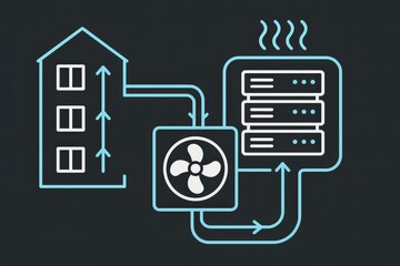 Innovative energy-efficient cooling system diagram showcasing heat exchange and airflow design optimizing indoor climate control through smart technology integration