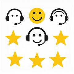 Business icon vector art of customer service rating icons with stars and smiley faces