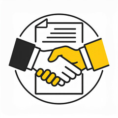 Business icon vector art of business handshake over contract document
