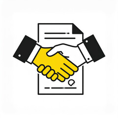 Business icon vector art of business handshake over contract document