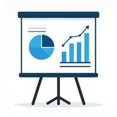 Business icon vector art of presentation board with financial charts and graphs