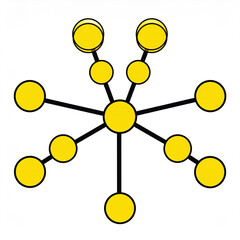 Business icon vector art of abstract network of yellow circles connected by lines