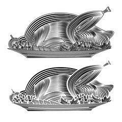 vector abstract illustration of a turkey dinner on a plate with vegetables. transparent png file.