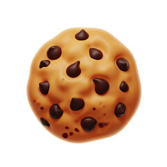 Fototapeta premium Deliciously Baked Chocolate Chip Cookie with a Warm Golden Glow and a Softly Blurred Brown Gradient Background Ideal for Dessert Advertisements and