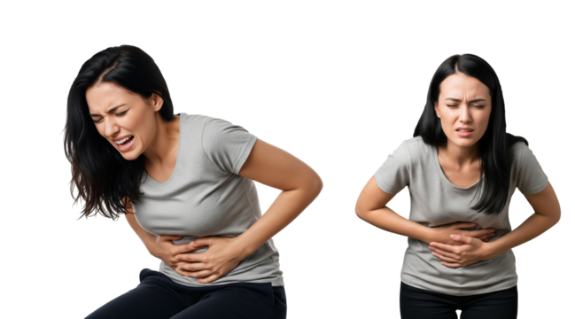 Woman experiencing abdominal pain
