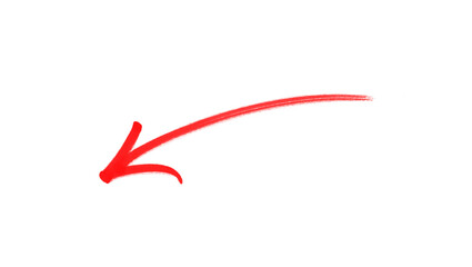 Hand-drawn red arrow icon brush stroke, red arrow marker is isolated on a transparent background. 