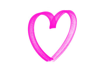 Pink Hand-Drawn Heart Brush Stroke Isolated on White Background