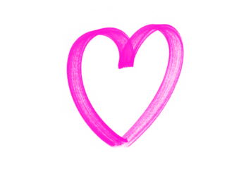 Pink Hand-Drawn Heart Brush Stroke Isolated on White Background