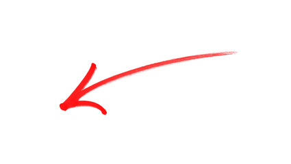 Hand-drawn red arrow icon brush stroke, red arrow marker is isolated on a transparent background. 