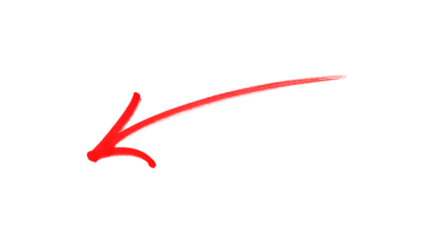 Hand-drawn red arrow icon brush stroke, red arrow marker is isolated on a transparent background. 